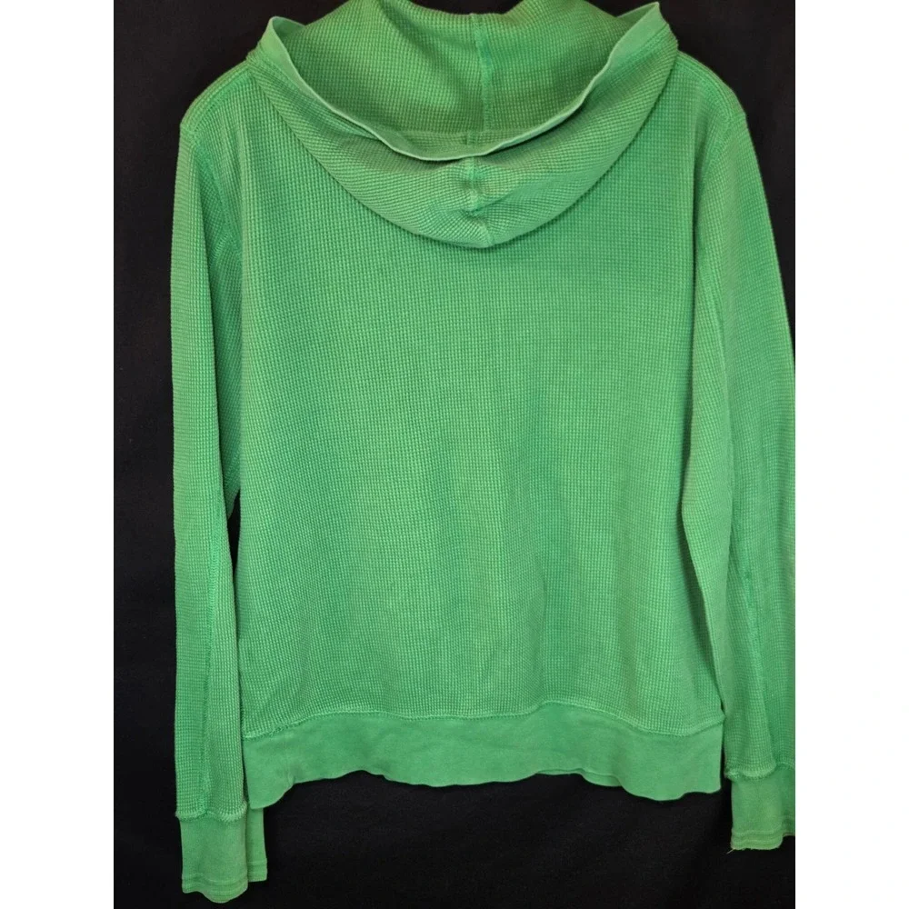 Polo Ralph Lauren Men's Green Waffle Knit Long Sleeve Hoodie Lizard Logo Size‎ L